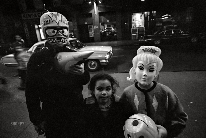 Photo showing: Blithe Spirits -- October 1964. New York. Children wearing masks for Halloween.