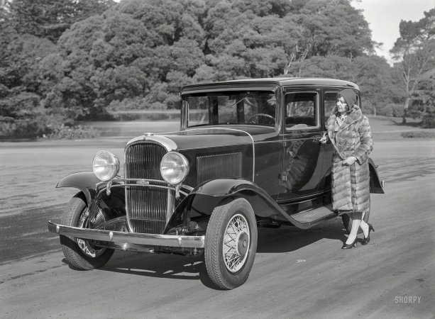 Photo showing: My Furry Oldsmobile -- San Francisco, 1931. Oldsmobile sedan at Golden Gate Park.