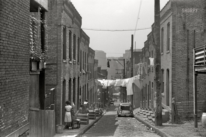 Photo showing: The Hill -- July 1938. Houses on slum section 'The Hill.' Pittsburgh, Pennsylvania.