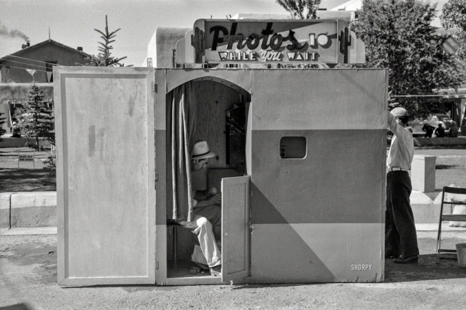 Photo showing: Fiesta Selfies -- July 1940. Quick photos at the fiesta at Taos, New Mexico.