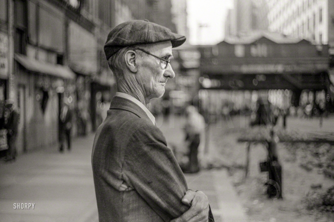 Photo showing: Character Study -- July 1941. Chicago, Illinois. Man watching subway construction.