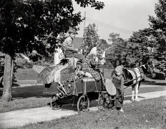 Photo showing: Lil Scrappers -- October 1942. Manpower, junior size. The charge of the scrap brigade in Roanoke, Virginia.