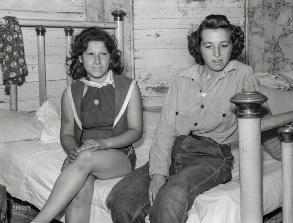 Photo showing: Striking Beauties -- August 1938. Girl fieldworkers at the King Farm on strike against 17-cents-an-hour wages. Morrisville, Pa.