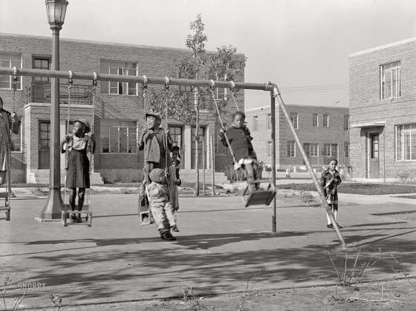 Photo showing: Northern Swing -- November 1938. Public Works Administration housing project
(Logan Fontenelle Homes) for Negro families. Omaha, Nebraska.