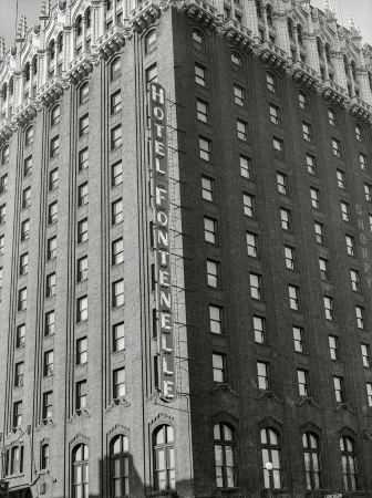 Photo showing: Hotel Fontenelle -- November 1938. Hotel Fontenelle, social center of Omaha, Nebraska.