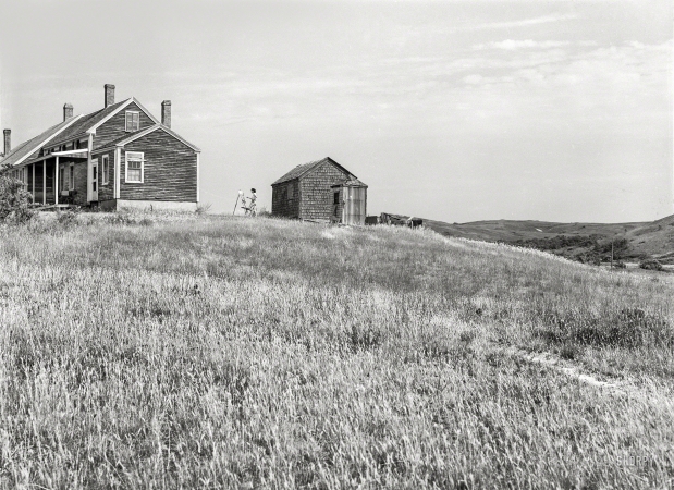 Photo showing: Truro Tourist -- August 1940. Tourist house in Truro, Massachusetts. The girl at the easel is a boarder.