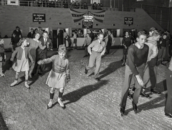 Photo showing: Ice Palace -- November 1942. Chevy Chase Ice Palace, Washington. D.C. Skating in ballroom.