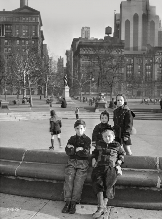 Photo showing: The Corduroy Kid -- December 1941. New York, New York. Children playing in Washington Square.