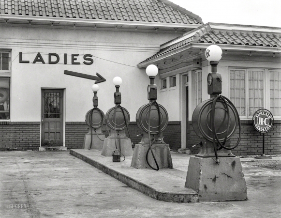 Photo showing: Girls and Boys. -- July 1939. Gas station. Washington, D.C.