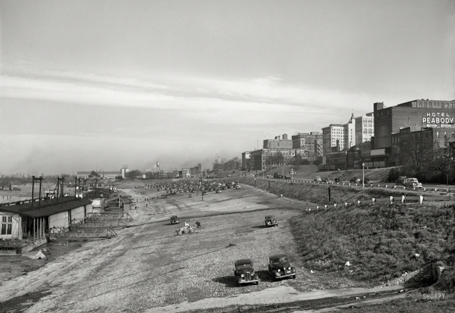 Photo showing: The Levee Was Dry -- January 1942. Memphis, Tennessee. Mississippi River levee.
