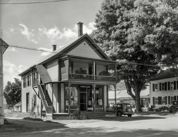 Photo showing: Small Government -- September 1937. Town clerk's office. Hyde Park, Vermont.