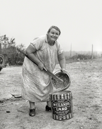 Photo showing: Extra-Lardge -- October 1938. Farm wife. Burlington County, New Jersey.