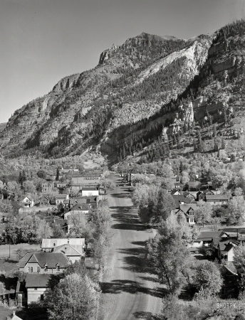 Photo showing: Hip, Hip Ouray -- October 1939. Ouray, Colorado, center of a gold mining region and developing tourist center.