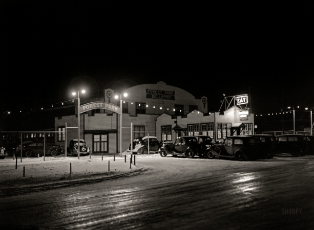 Photo showing: Park Dance Eat -- February 1940. Dance hall, Saturday night. Marshalltown, Iowa.