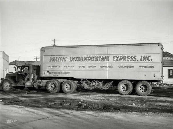 Photo showing: King of the Road. -- March 1940. Interstate trailer truck at Elko, Nevada.