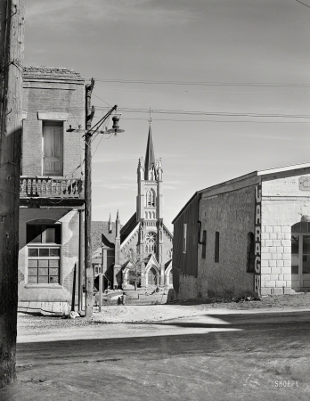 Photo showing: St. Mary in the Mountains -- March 1940. Side street. Virginia City, Nevada.