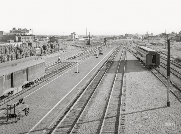 Photo showing: Muskogee Yards -- July 1939. Railroad yards. Muskogee, Oklahoma.