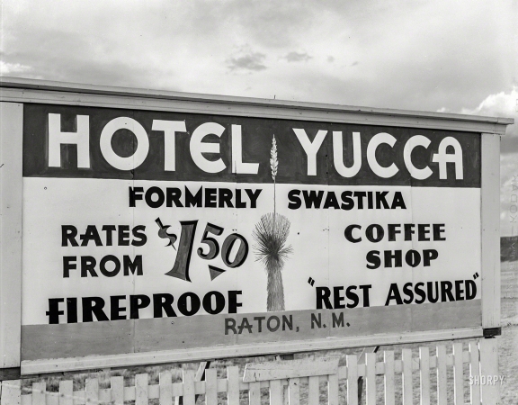 Photo showing: On Second Thought -- September 1939. Sign along the road near Capulin, New Mexico.