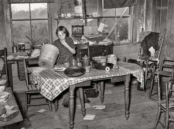Photo showing: Bless This Mess -- October 1939. Kitchen on FSA client farm home near Bradford, Vermont.
