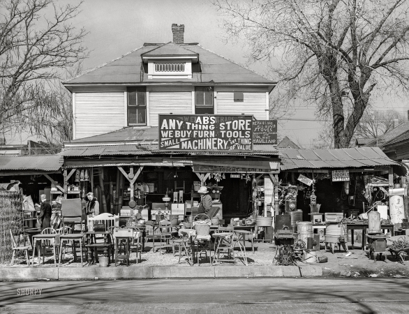 Photo showing: Any Thing Store -- February 1940. Secondhand store. Oklahoma City, Oklahoma.