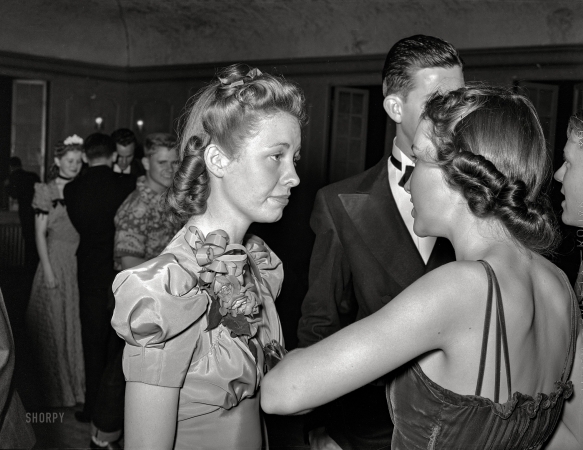 Photo showing: The Fat Stock Show -- March 1940. Girls at Junior Chamber of Commerce dance during the San Angelo Fat Stock Show.