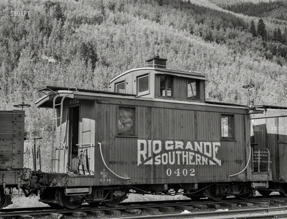 Photo showing: Colorado Caboose -- September 1940. Caboose of the Rio Grande Southern narrow gauge railway. Telluride, Colorado.
