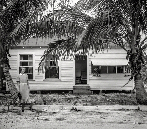 Photo showing: I Say Tomato -- January 1937. Deerfield, Fla.  'Fruit tramp' at rooming house for employees of the tomato packing plant.