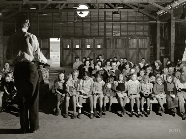Photo showing: Choirboys -- March 1940. Visalia, California. Tulare migrant camp. Sunday school.