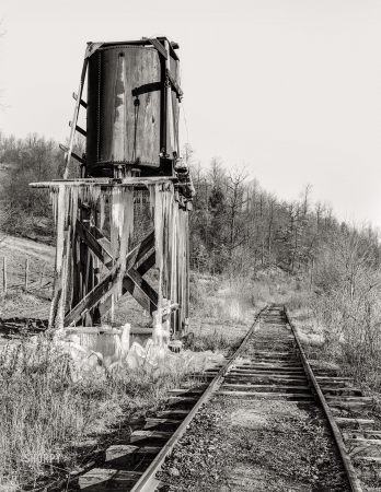 Photo showing: Backwater -- December 1937. Water tower on railroad through
Jennings, Maryland. The train now runs only once a week.