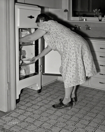 Photo showing: Kern County Kitchen -- November 1940. Tulare County, California. Corner of kitchen in Schmidt house at Mineral King cooperative farm.