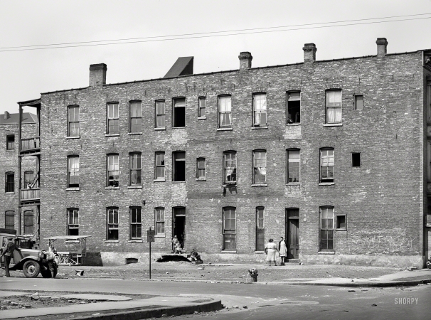 Photo showing: School Zone. -- April 1941. Scene in Negro section of Chicago, Illinois.