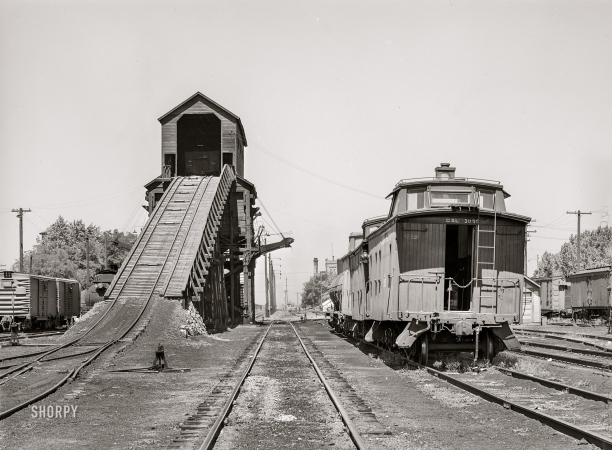 Photo showing: At Nampa -- June 1941. Coaling station on railroad at Nampa, Idaho.