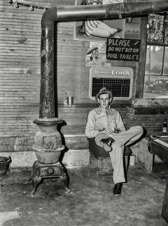 Photo showing: No Sit -- May 1940. Interior of poolroom and general store. Stem, Granville County, North Carolina.