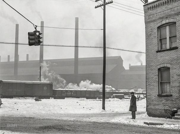 Photo showing: Winter Light. -- January 1941. At the steel plant in Midland, Pennsylvania.