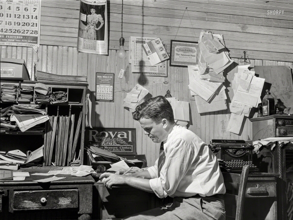 Photo showing: Small-Town News -- June 1941. Mr. Cary Williams, editor of the Greensboro Herald Journal, a newspaper in Greensboro, Georgia.
