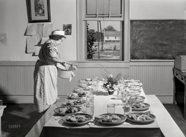 Photo showing: Turnip Salad -- June 1941. Five-cent hot lunches at the Woodville public school. Greene County, Georgia.