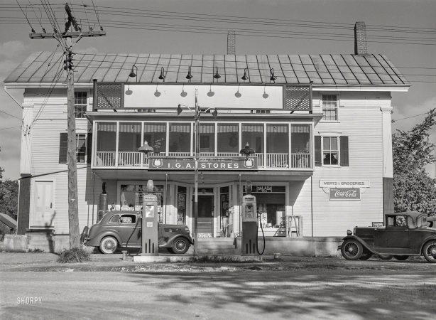 Photo showing: I.G.A. -- August 1941. General store in Hinesburg, Vermont.