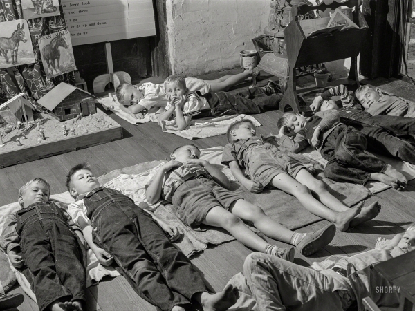 Photo showing: Taught Napping -- October 1941. White Plains, Greene County, Georgia. Rest period in school.