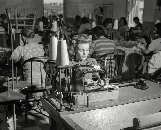 Photo showing: Rara Avis -- December 1941. San Juan, Puerto Rico. In a dress factory.