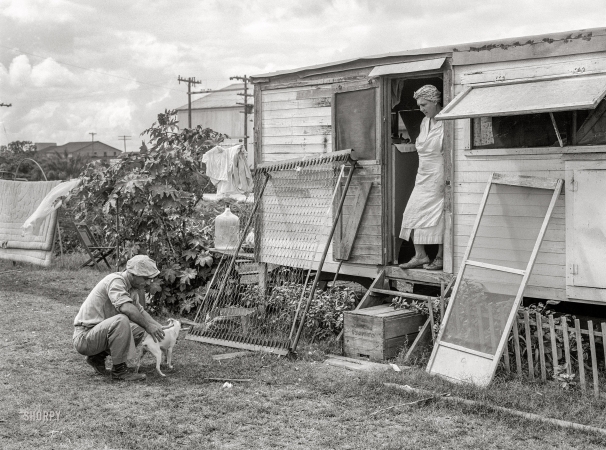 Photo showing: This Is the Life -- January 1939. Migrant packinghouse workers. Belle Glade, Florida.
