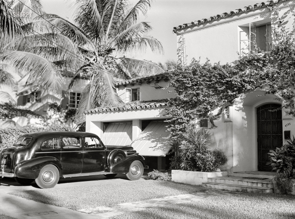 Photo showing: Southern Comforts -- April 1939. Miami Beach, Florida. Home in a wealthy residential section.