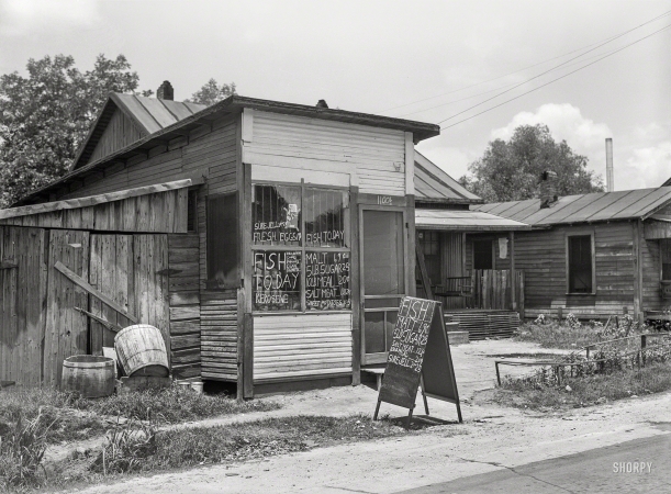 Photo showing: Fish To-Day -- May 1939. Negro grocery store in Laurel, Mississippi.