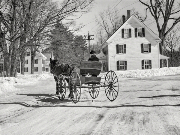 Photo showing: Going to Town -- March 1940. Going to town. Woodstock, Vermont.