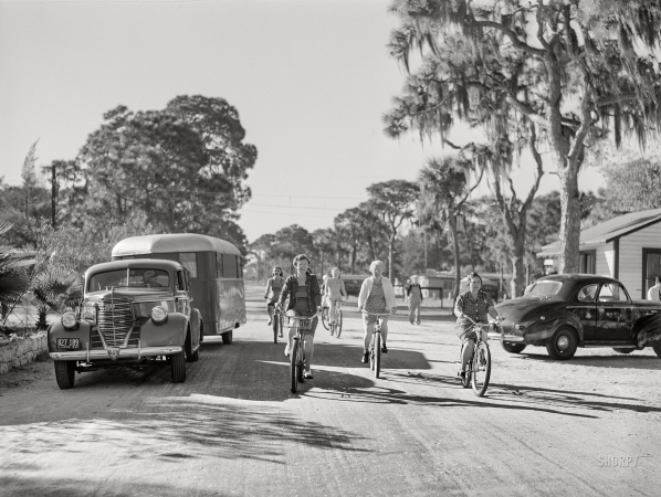 Photo showing: Sarasota Cyclists -- January 1941. The cycle club of a Sarasota, Fla., trailer park.