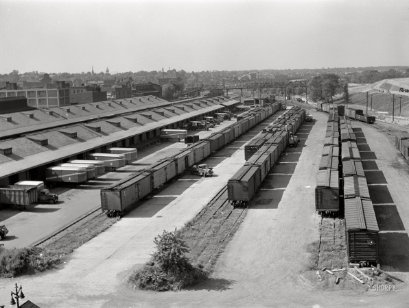 Photo showing: Rolling Stock -- June 1941. Freight depot in Hartford, Connecticut.