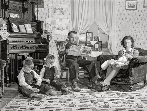 Photo showing: All in the Farmily -- May 1940. Farm Security Administration tenant purchase borrower and family. Crawford County, Illinois.
