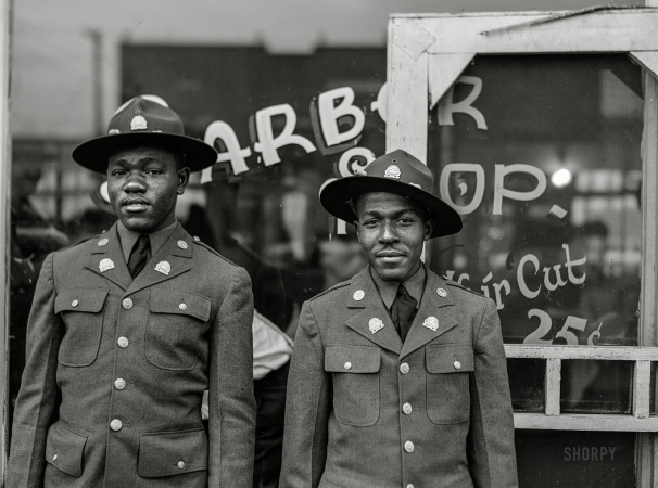 Photo showing: Two Bits -- December 1940. Negro soldiers. Columbus, Georgia.