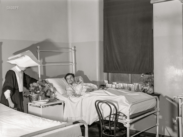 Photo showing: Get Well Soon -- -- March 1941. Charity ward, Saint Vincent's Hospital, Norfolk, Virginia.