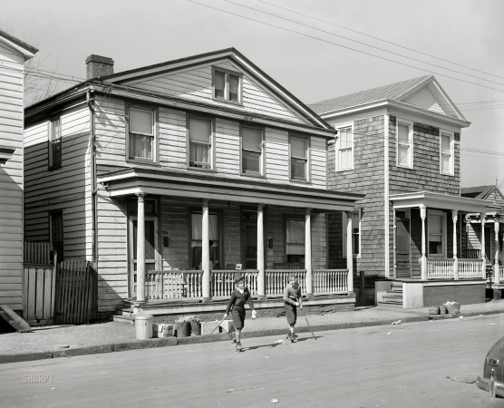 Photo showing: House Hockey -- March 1941. Houses near Navy yard. Portsmouth, Virginia.