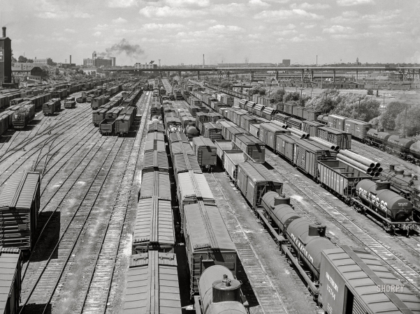 Photo showing: Milwaukee Yards -- June 1941. Railroad yards. Milwaukee, Wisconsin.
